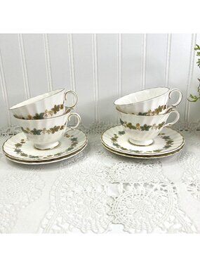 Royal Doulton Piedmont H.4967 Bone China 4 Teacup & Saucer Sets England Elegant